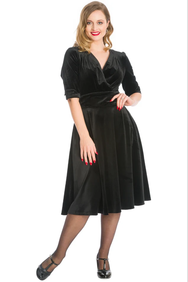 Samtkleid Date Night, Schwarz, Plus Size