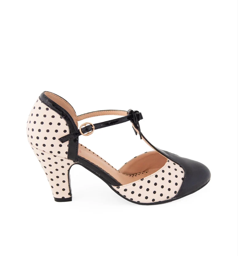 Riemchen Pumps Kelly Lee, Schwarz-Creme (Blush)