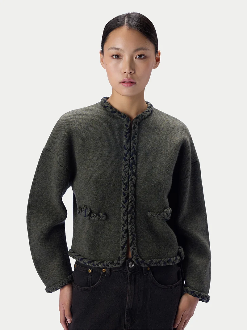 CashmeReborn Strickjacke in Kokonform mit handgeflochtenem Zopfmuster