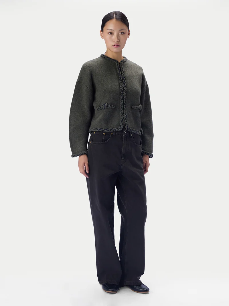 CashmeReborn Strickjacke in Kokonform mit handgeflochtenem Zopfmuster