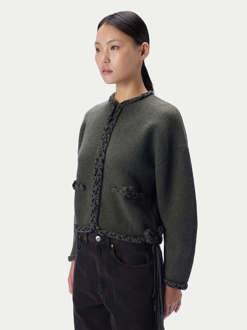 CashmeReborn Strickjacke in Kokonform mit handgeflochtenem Zopfmuster