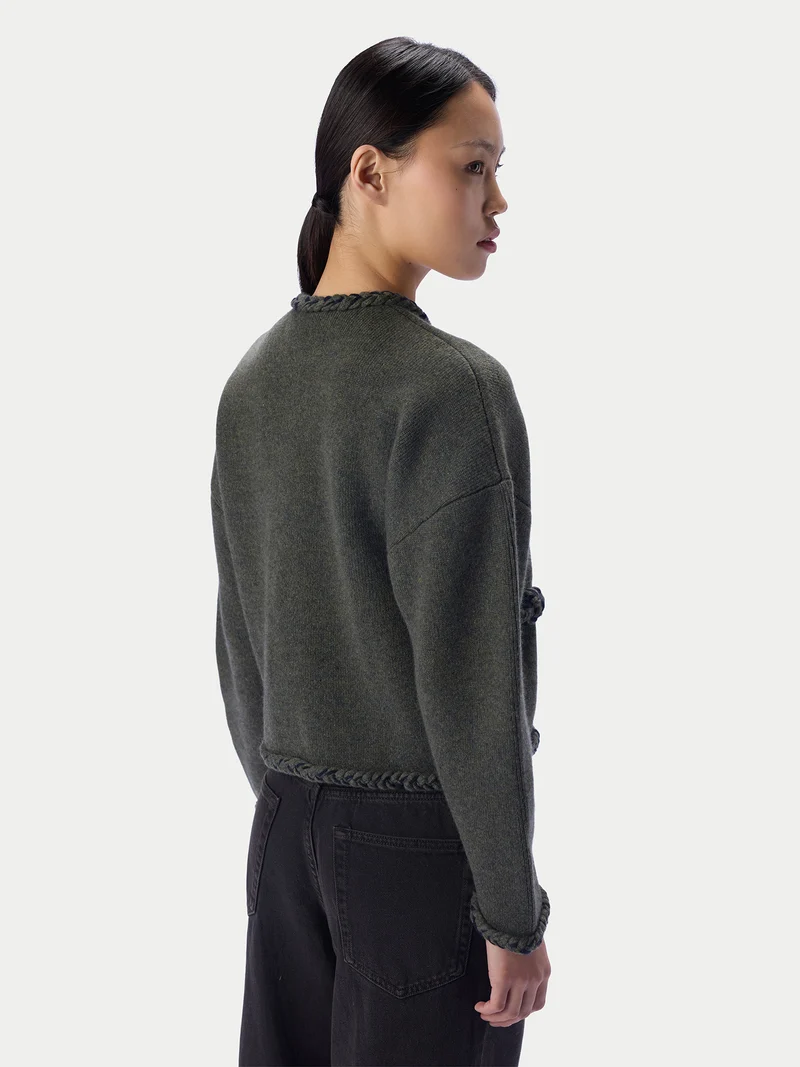 CashmeReborn Strickjacke in Kokonform mit handgeflochtenem Zopfmuster