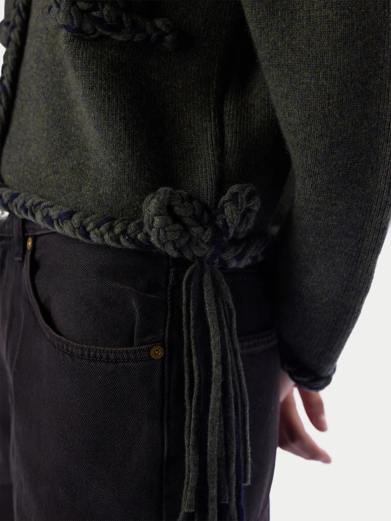 CashmeReborn Strickjacke in Kokonform mit handgeflochtenem Zopfmuster