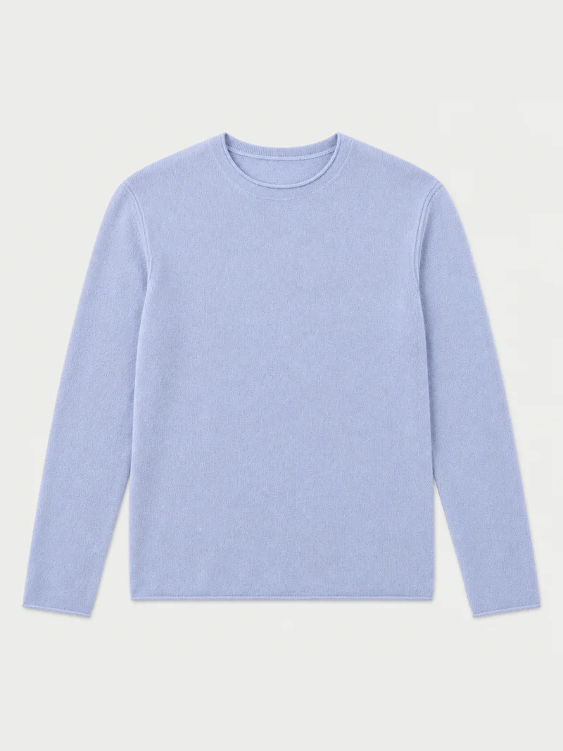 Kaschmirpullover mit Rollkante, Rundhals