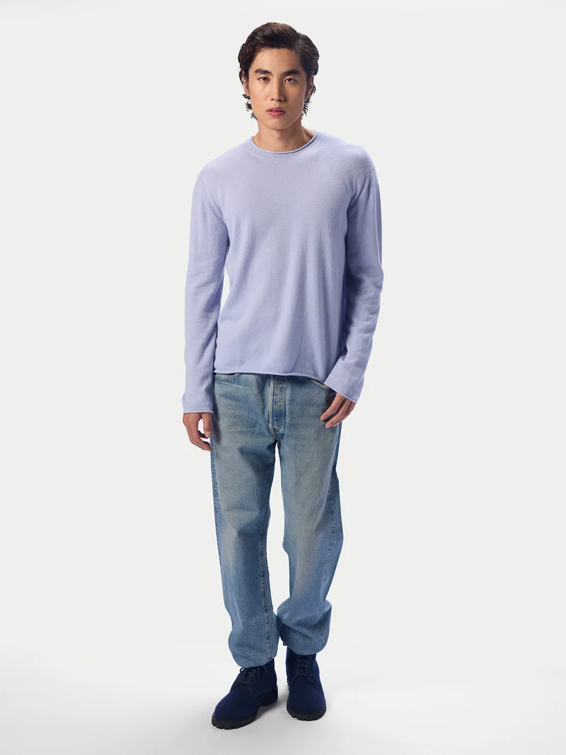Kaschmirpullover mit Rollkante, Rundhals