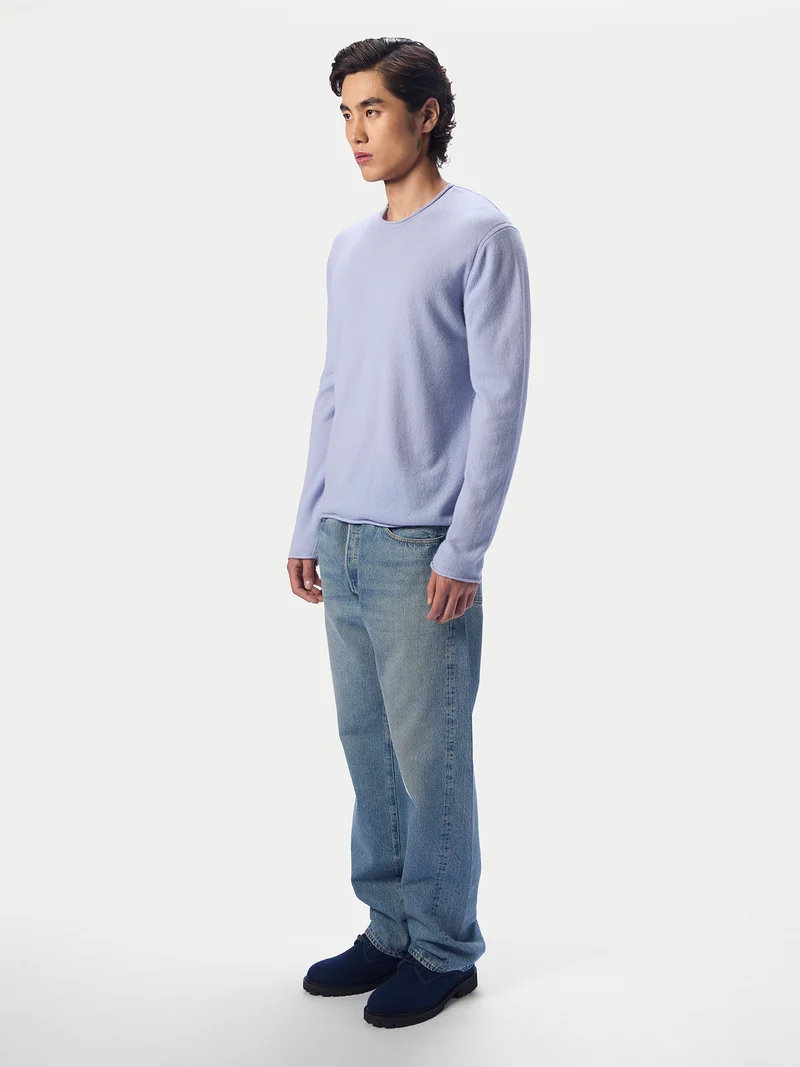 Kaschmirpullover mit Rollkante, Rundhals