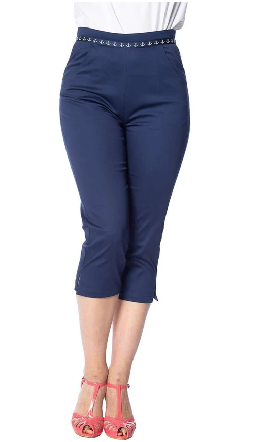 Caprihose Sailor Away , Navy, Plus Size