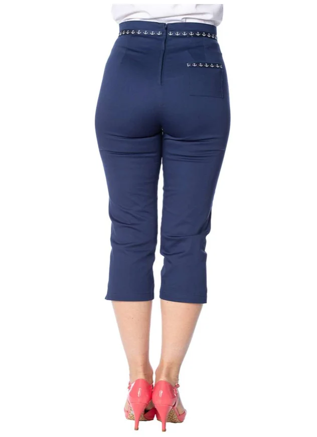 Caprihose Sailor Away , Navy, Plus Size