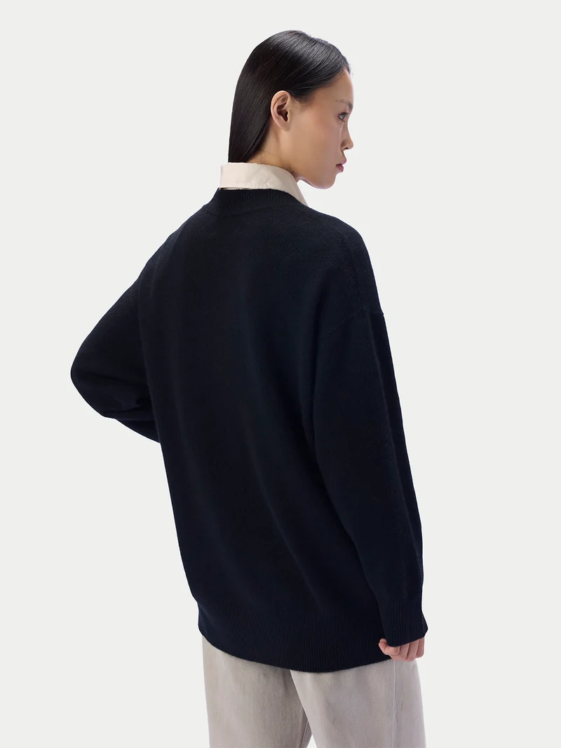 Kaschmir-Strickjacke mit lockerer Passform und V-Ausschnitt