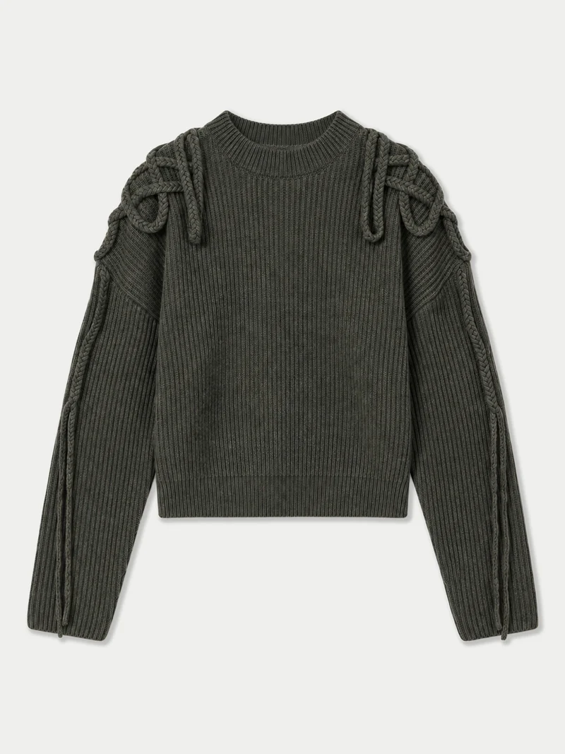CashmeReborn Pullover mit mongolischem Knoten-Zopfmuster