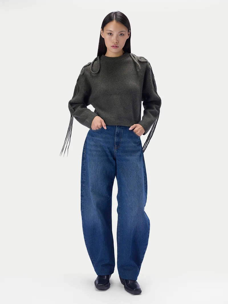 CashmeReborn Pullover mit mongolischem Knoten-Zopfmuster