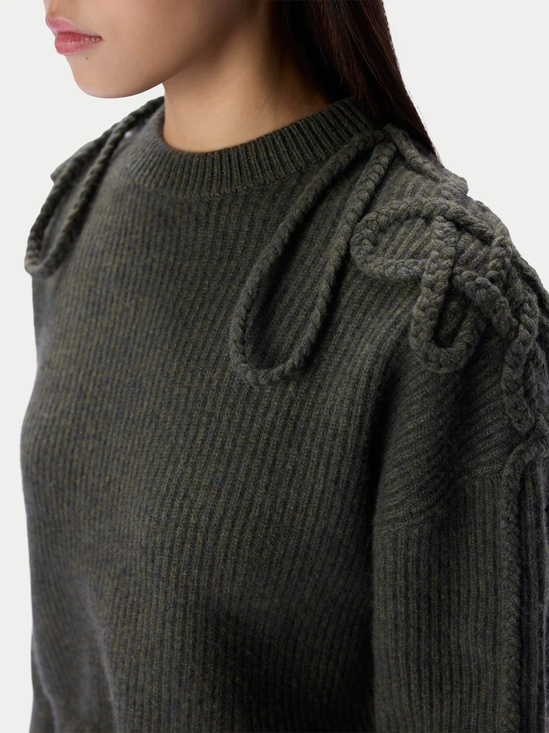 CashmeReborn Pullover mit mongolischem Knoten-Zopfmuster