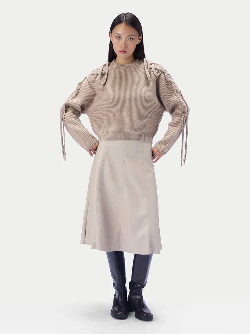 CashmeReborn Pullover mit mongolischem Knoten-Zopfmuster