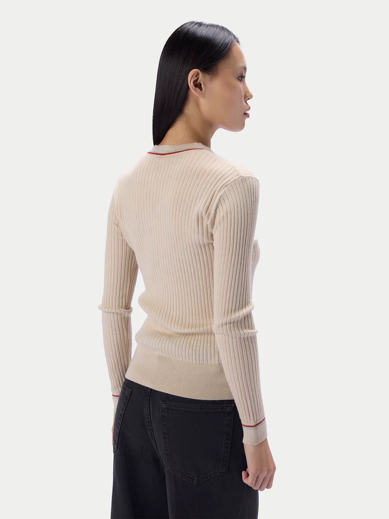 Kaschmir-Seiden-Cricket-Pullover mit V-Ausschnitt