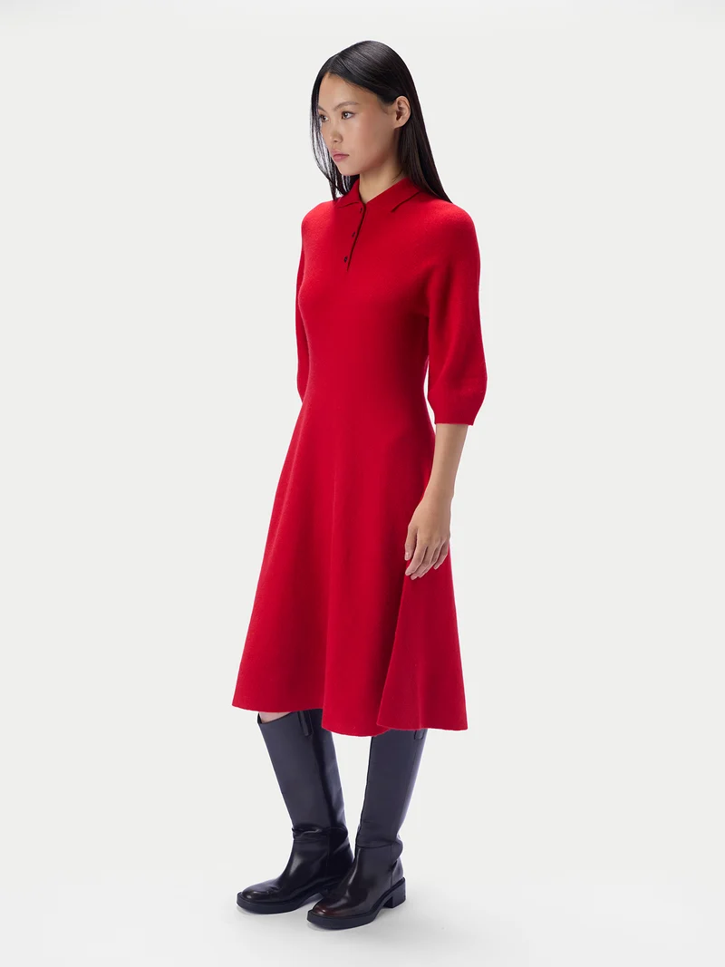 Kaschmir-Polokleid mit Kokonärmeln