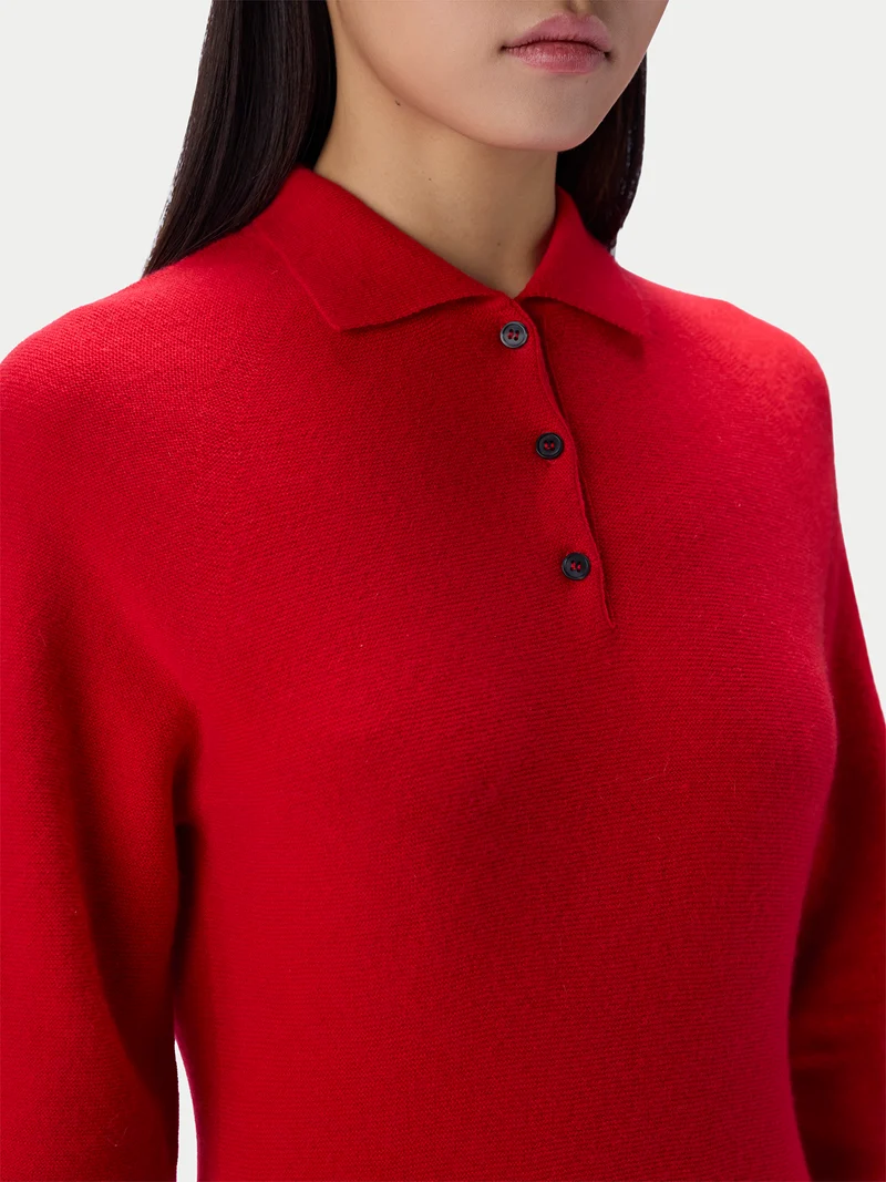 Kaschmir-Polokleid mit Kokonärmeln