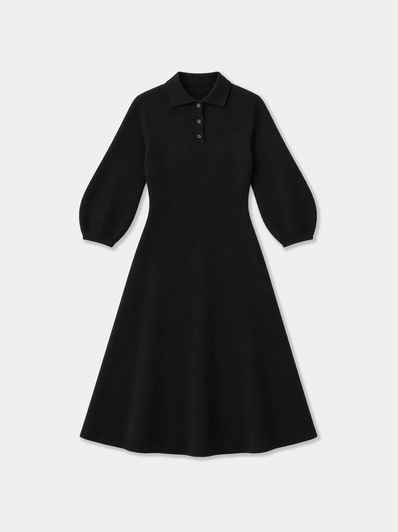 Kaschmir-Polokleid mit Kokonärmeln