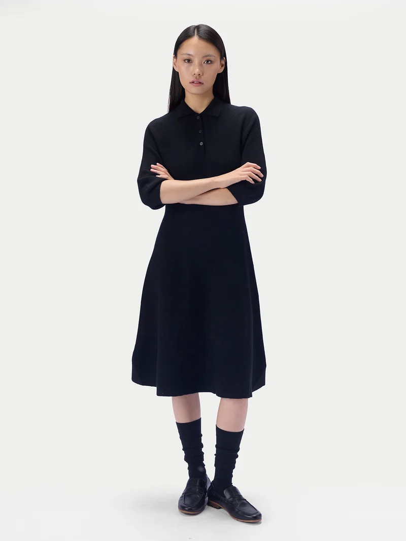 Kaschmir-Polokleid mit Kokonärmeln