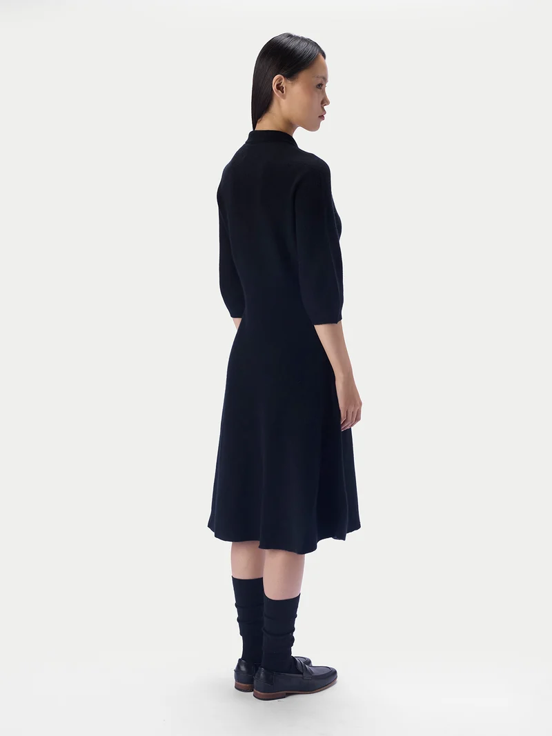 Kaschmir-Polokleid mit Kokonärmeln