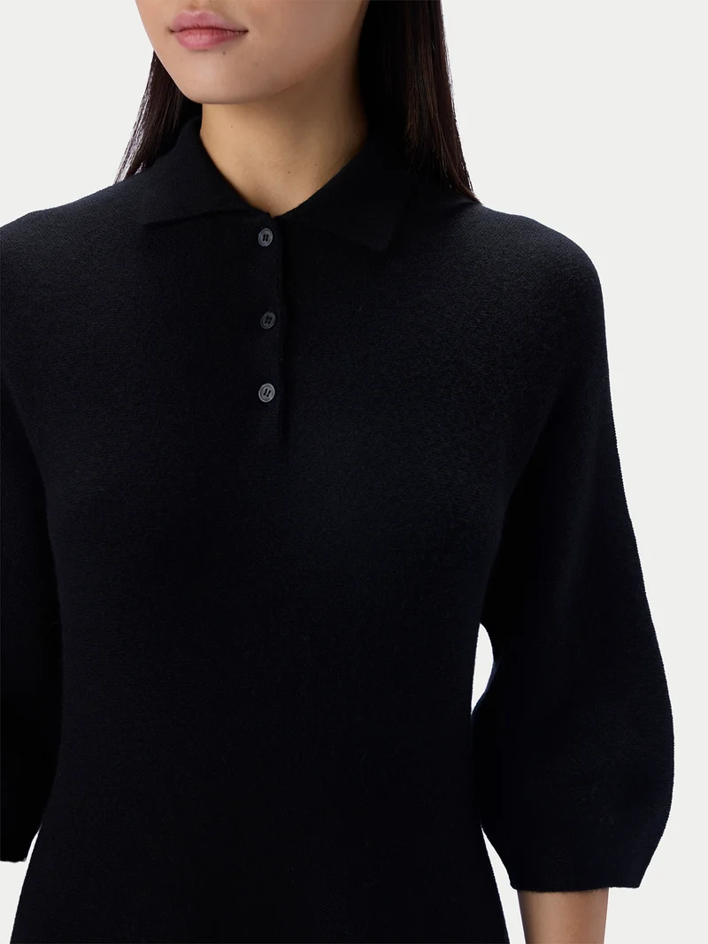 Kaschmir-Polokleid mit Kokonärmeln