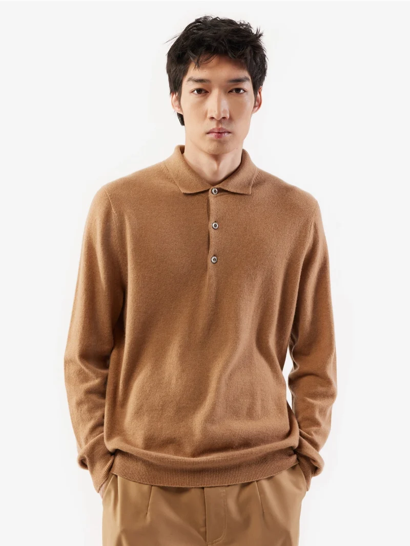 Basic Kaschmirpullover mit Polokragen