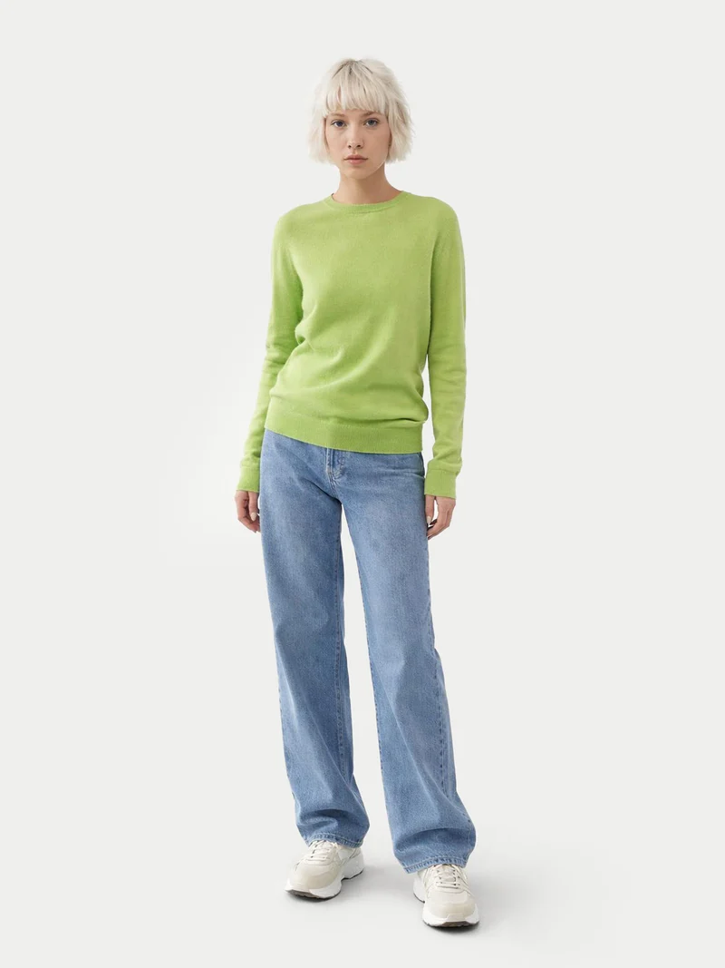 Basic R-Ausschnitt Kaschmirpullover