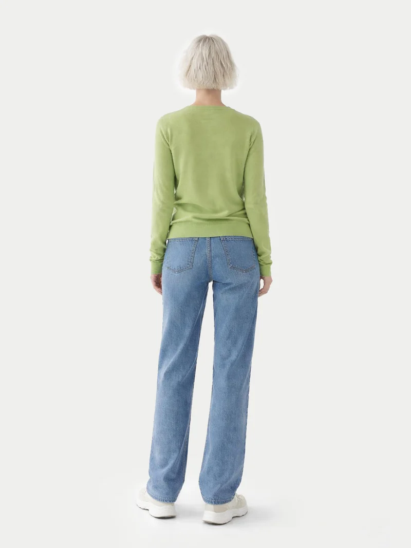 Basic R-Ausschnitt Kaschmirpullover
