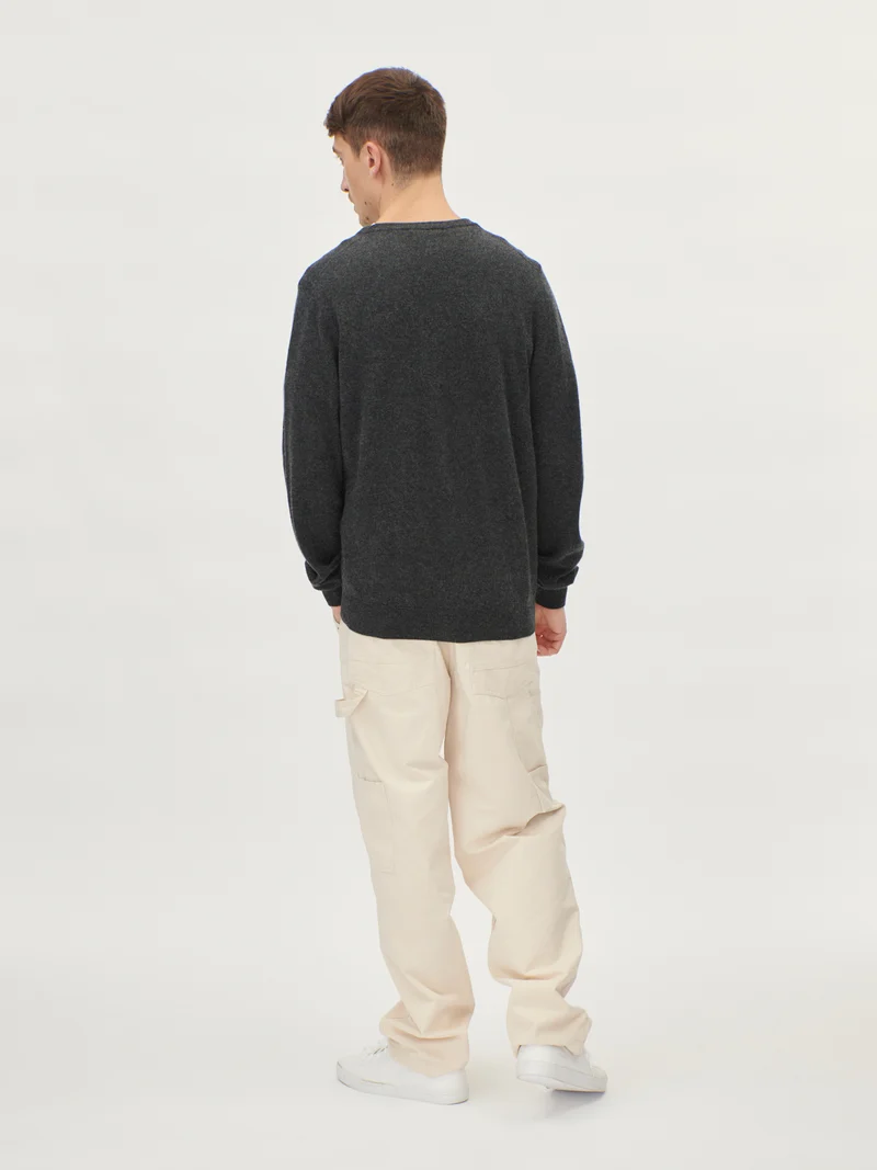 Basic V-Ausschnitt Kaschmirstrickjacke mit Knöpfen