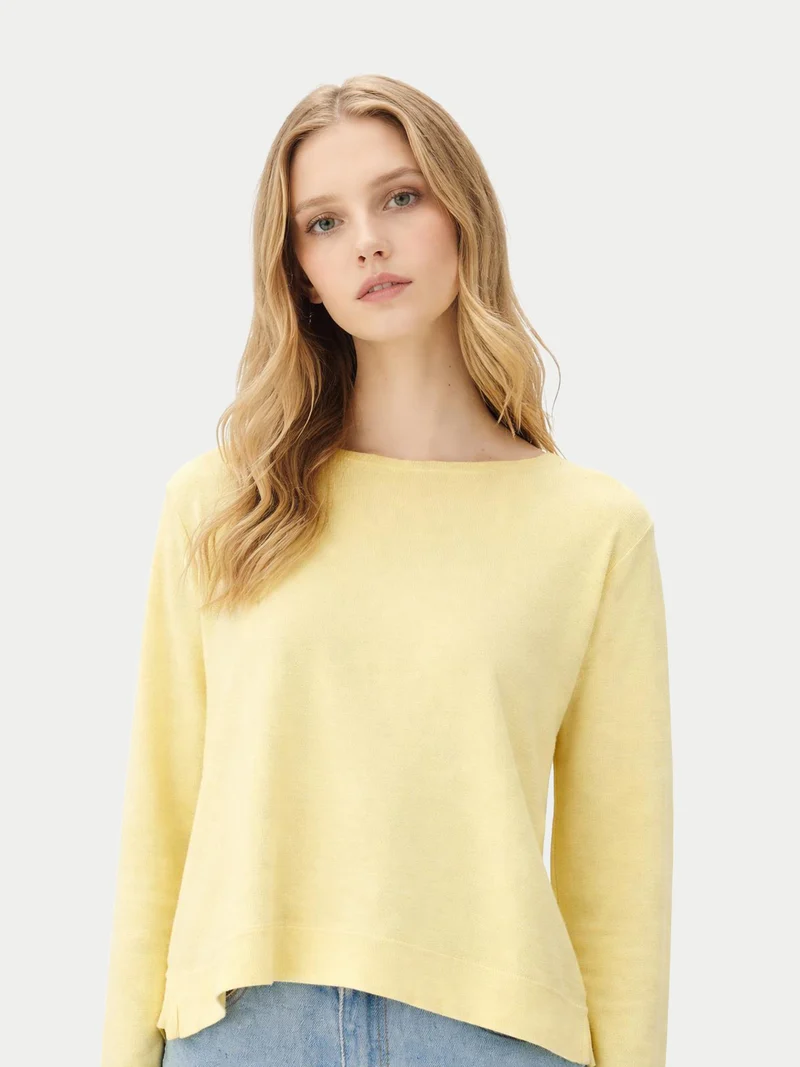 Pullover mit Bootsausschnitt aus Baumwoll-Seiden-Kaschmir-Mischung