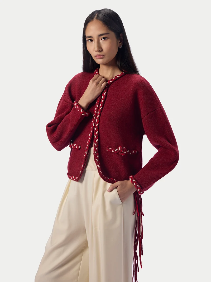 CashmeReborn Strickjacke in Kokonform mit handgeflochtenem Zopfmuster