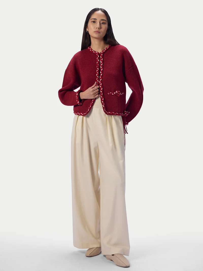 CashmeReborn Strickjacke in Kokonform mit handgeflochtenem Zopfmuster