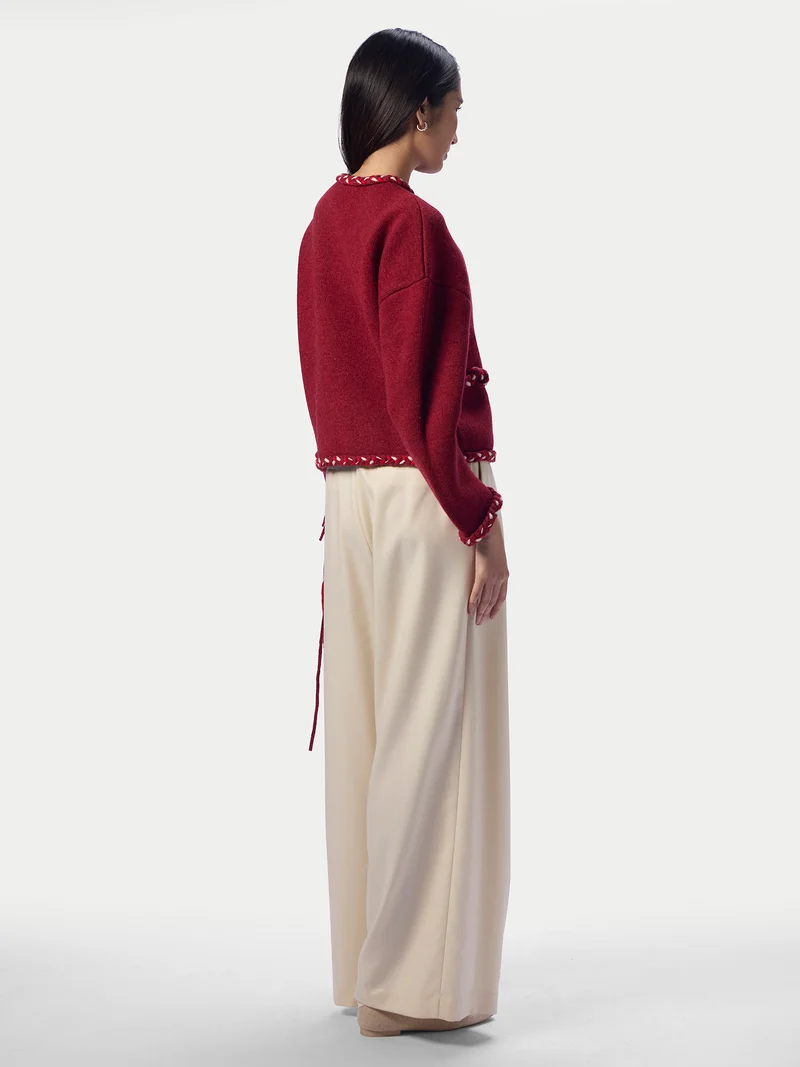 CashmeReborn Strickjacke in Kokonform mit handgeflochtenem Zopfmuster