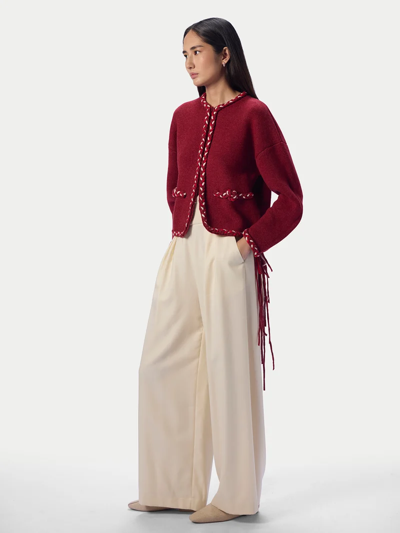 CashmeReborn Strickjacke in Kokonform mit handgeflochtenem Zopfmuster