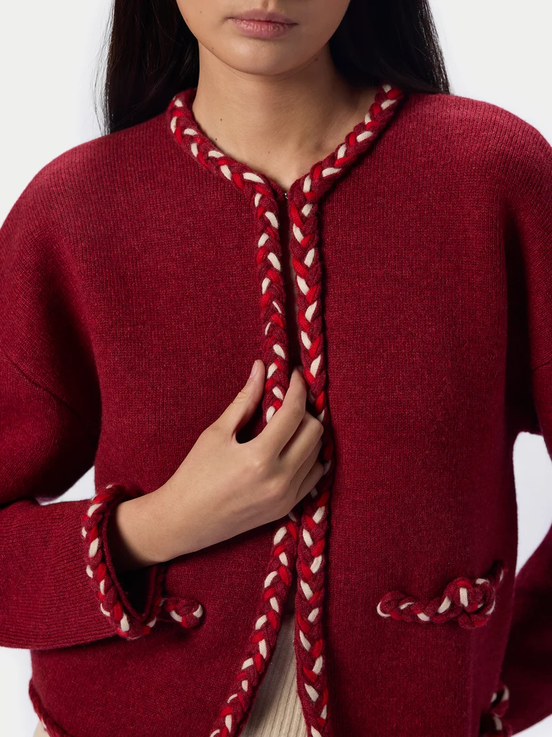CashmeReborn Strickjacke in Kokonform mit handgeflochtenem Zopfmuster