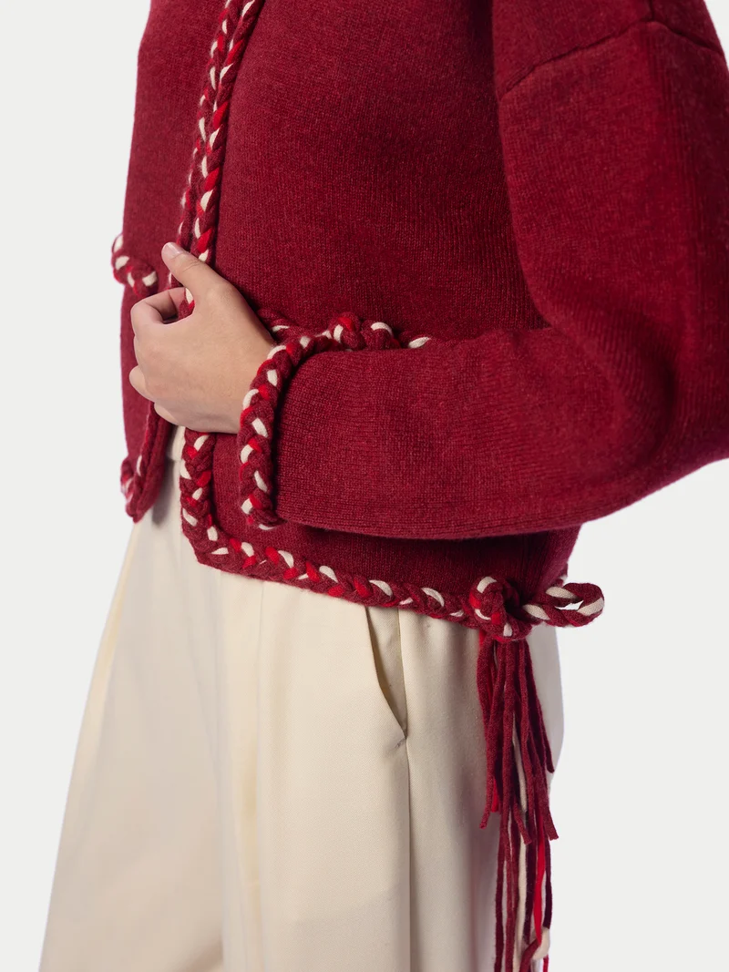 CashmeReborn Strickjacke in Kokonform mit handgeflochtenem Zopfmuster