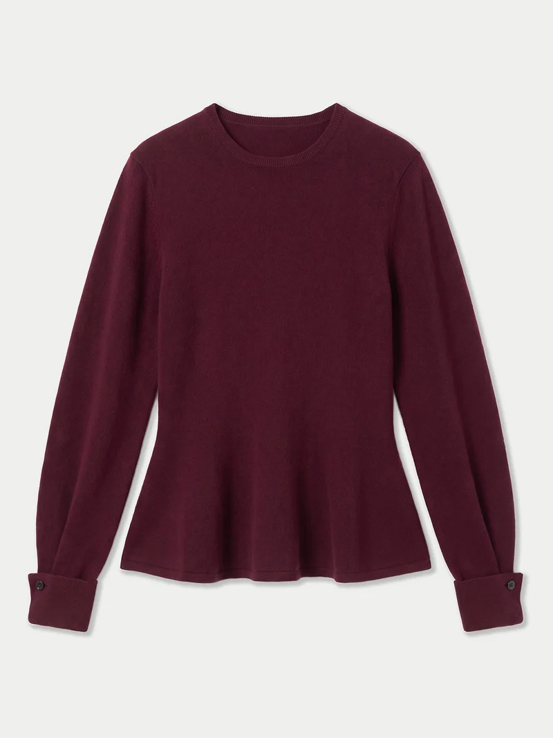 Kaschmirpullover mit ausgestelltem Saum und Rundhalsausschnitt