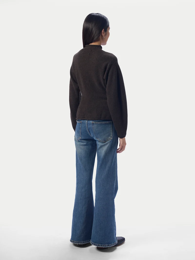 Kaschmir-Strickjacke mit Stehkragen und Knopfleiste