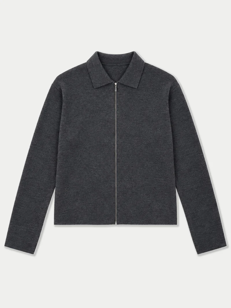 Kaschmir-Seide Strickjacke, kurz, mit Reißverschluss