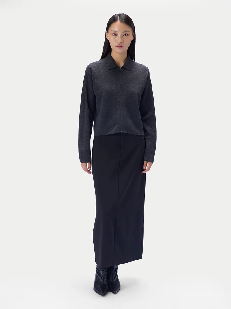 Kaschmir-Seide Strickjacke, kurz, mit Reißverschluss