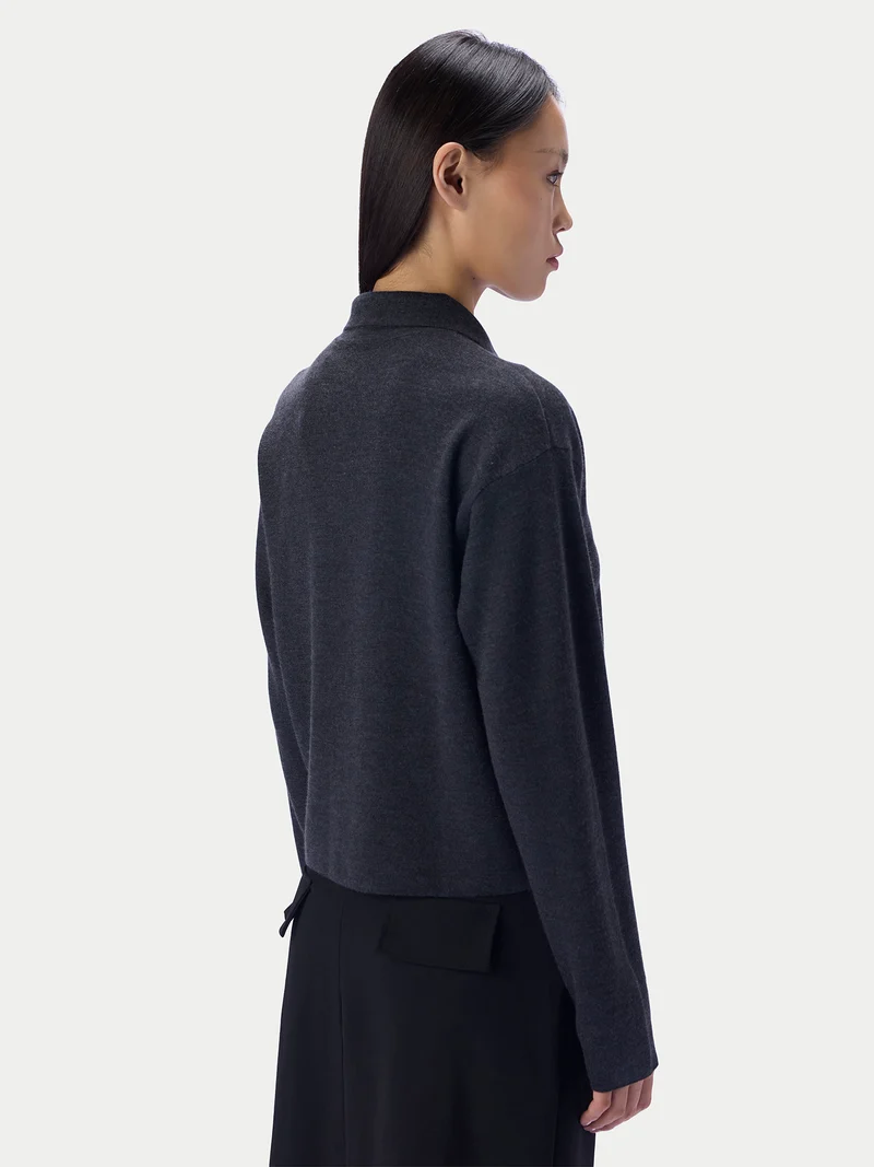 Kaschmir-Seide Strickjacke, kurz, mit Reißverschluss