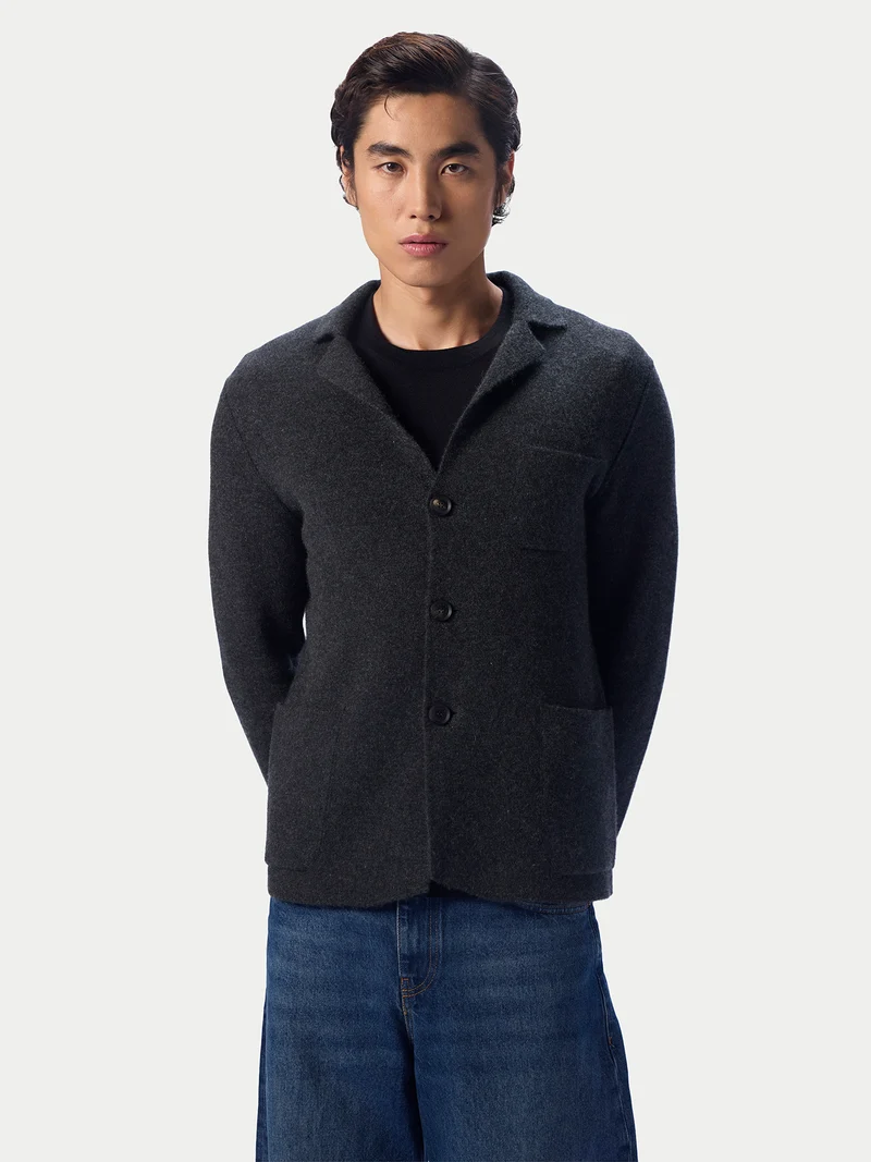 Kaschmir-Strickjacke im Blazerstil