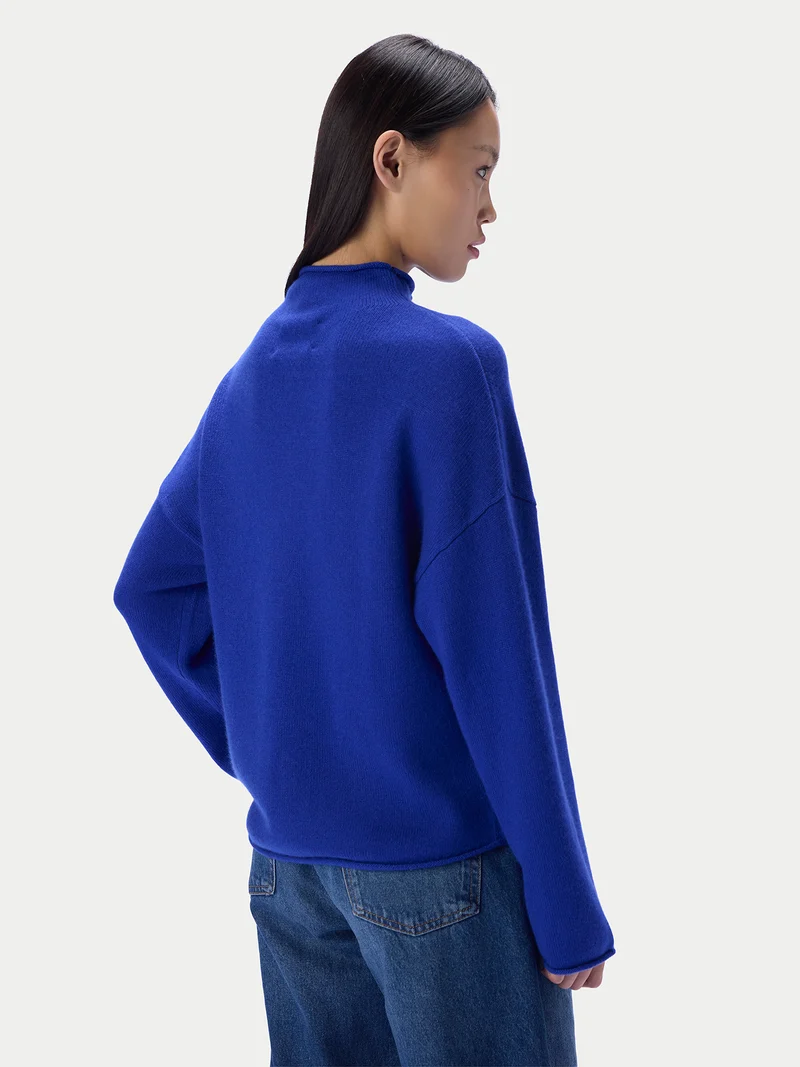 Kaschmirpullover mit Zopfgeflecht und Stehkragen