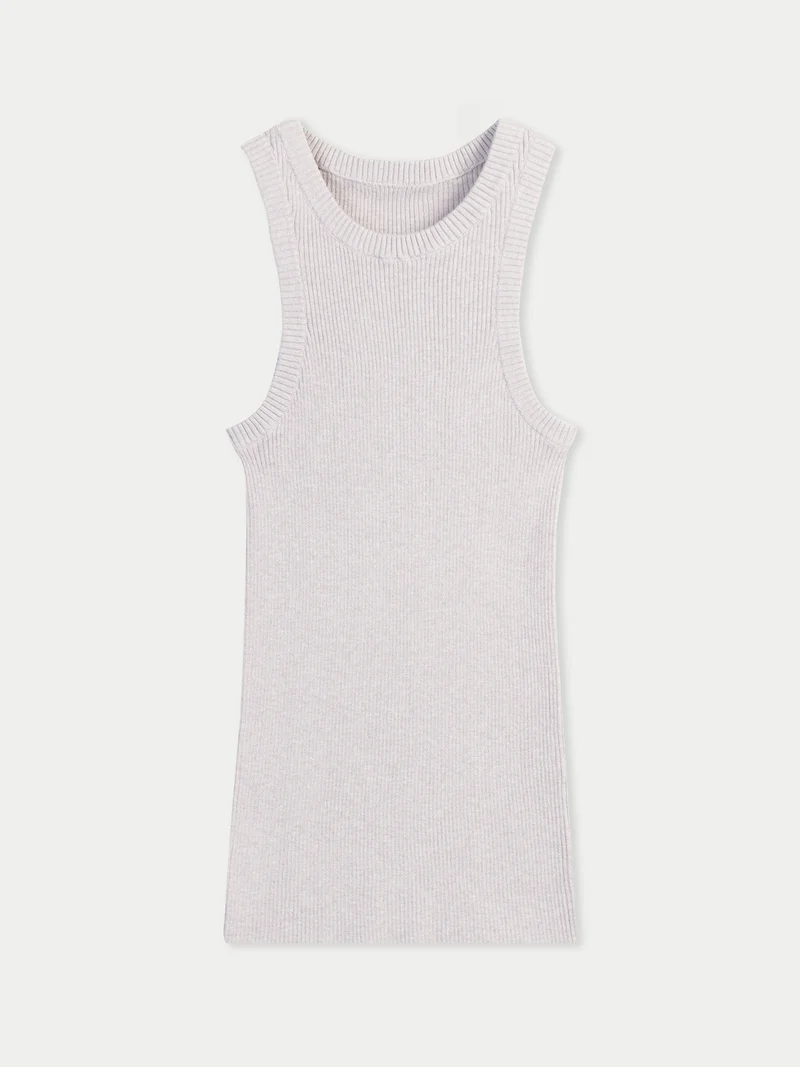 Geripptes Tank-Top aus Baumwoll-Seiden-Kaschmir-Mischung