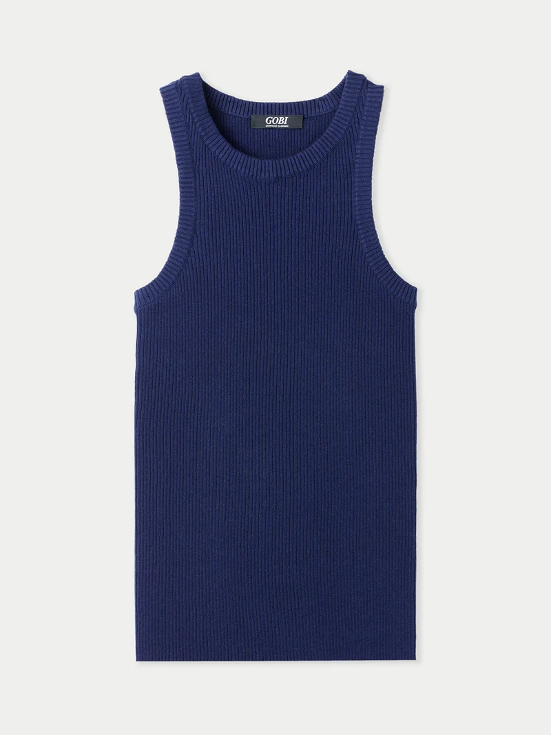 Geripptes Tank-Top aus Baumwoll-Seiden-Kaschmir-Mischung