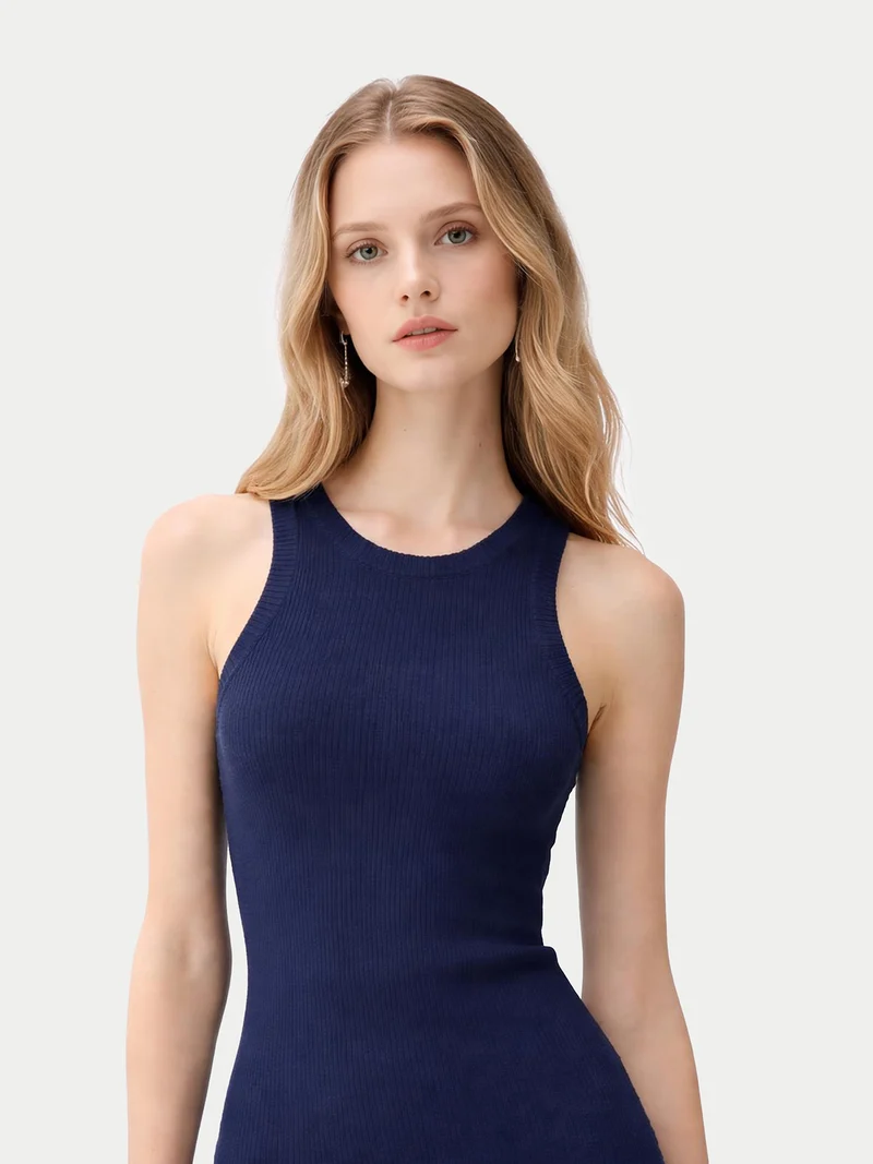 Geripptes Tank-Top aus Baumwoll-Seiden-Kaschmir-Mischung