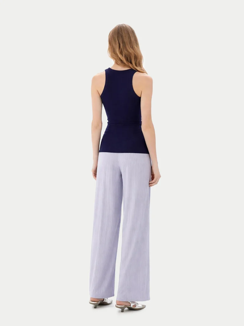 Geripptes Tank-Top aus Baumwoll-Seiden-Kaschmir-Mischung