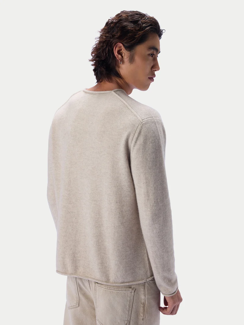 Kaschmirpullover mit Rollkante, Rundhals