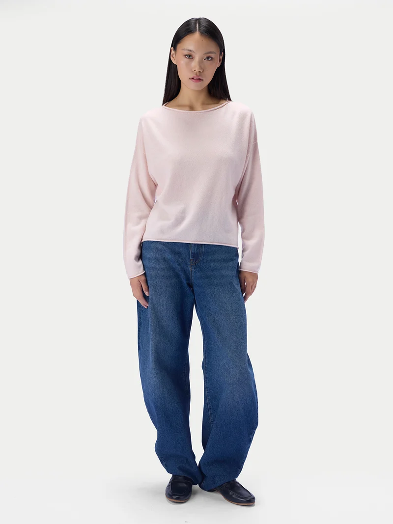 Kaschmirpullover mit U-Boot-Ausschnitt