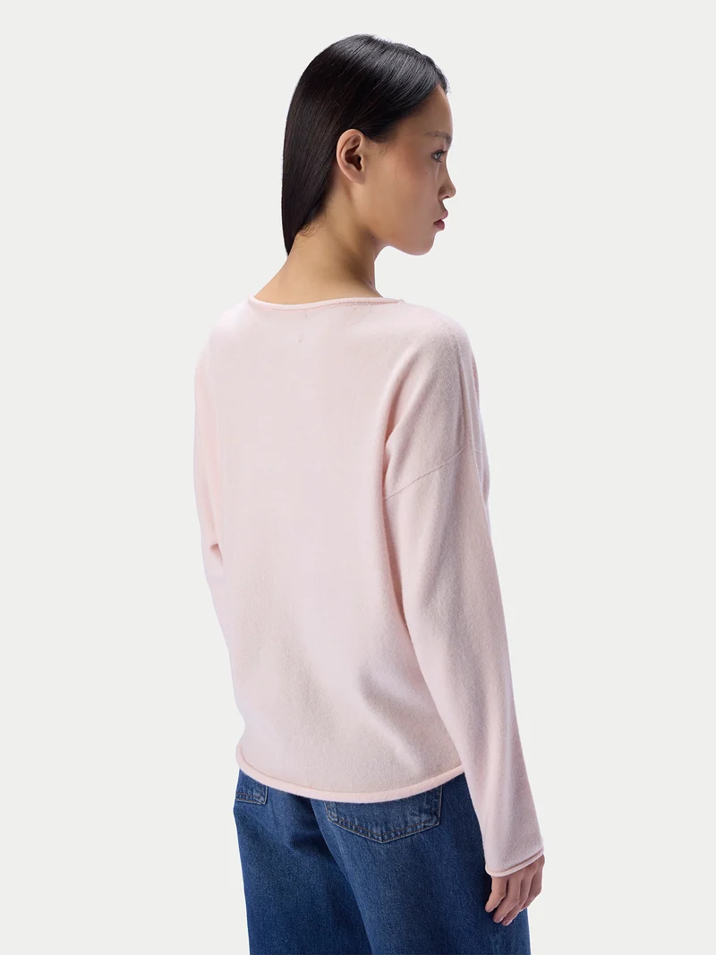 Kaschmirpullover mit U-Boot-Ausschnitt