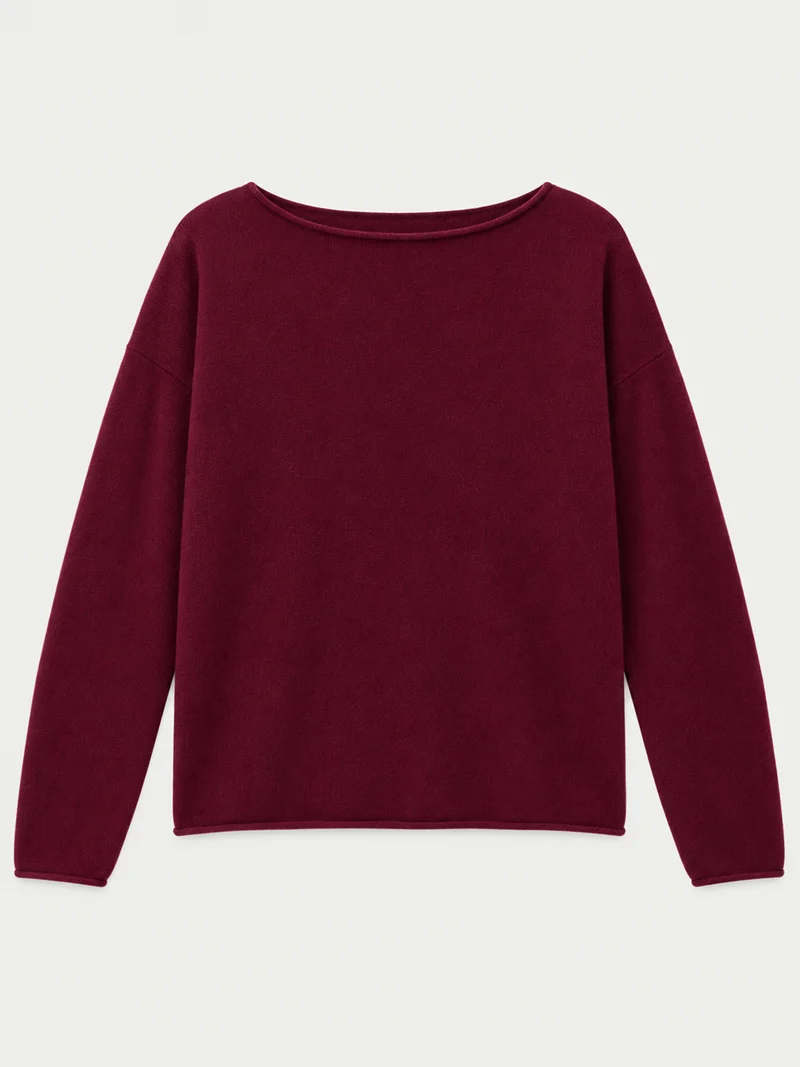 Kaschmirpullover mit U-Boot-Ausschnitt